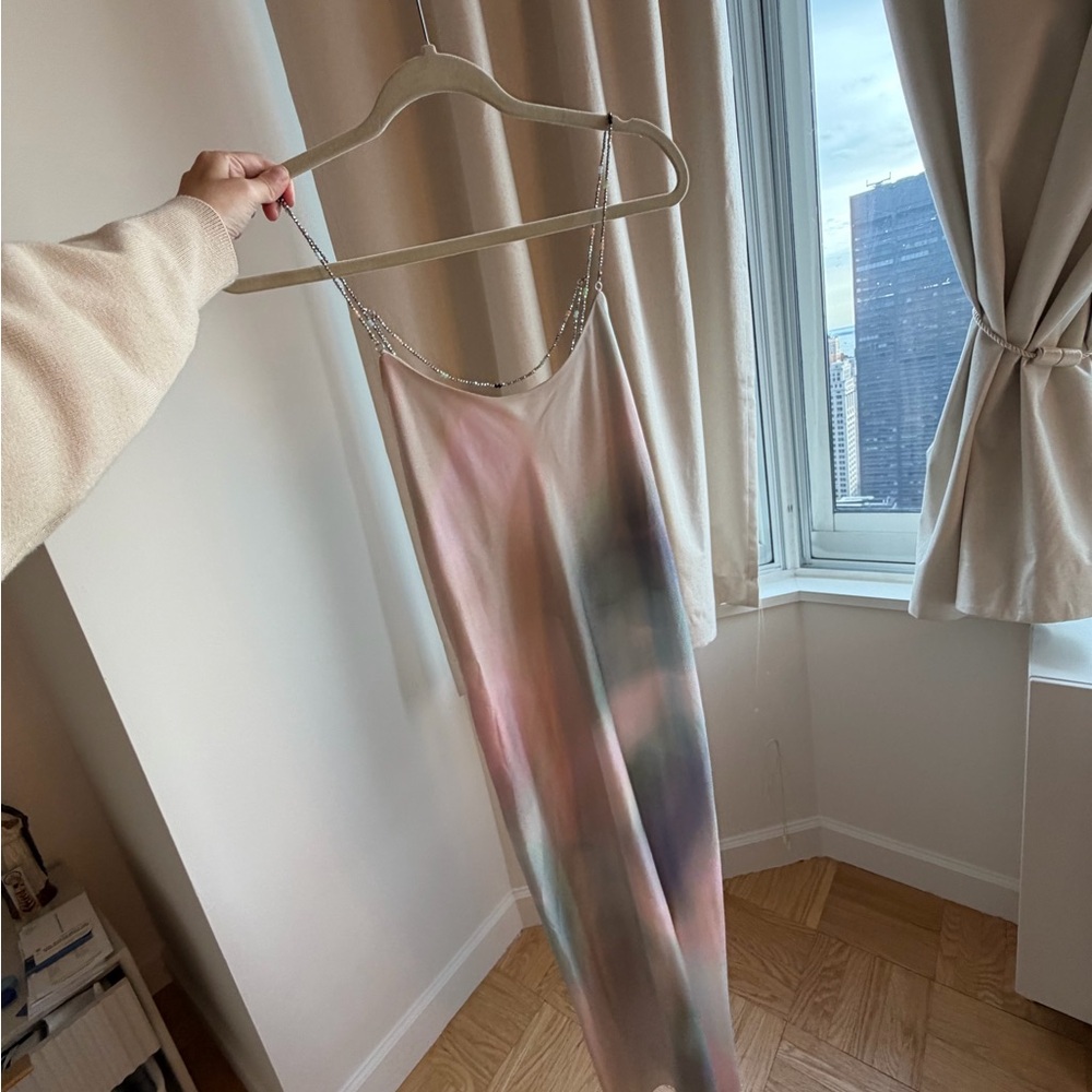 ba&sh Pastel Slip Dress with Chain Straps